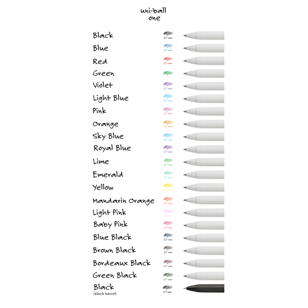 slide 7 of 9, uniball uni 5ct ONE Rectractable Gel Pens Fine Point 0.7mm Assorted Vivid Ink, 5 ct