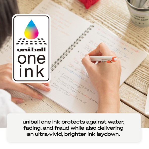 slide 9 of 9, uniball uni 5ct ONE Rectractable Gel Pens Fine Point 0.7mm Assorted Vivid Ink, 5 ct