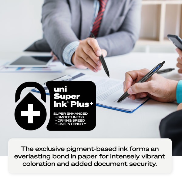 slide 2 of 7, Uni-Ball 207 Plus+ Retractable Gel Pens, Medium Point, 0.7 Mm, Black Barrel, Black Ink, Pack Of 4 Pens, 4 ct