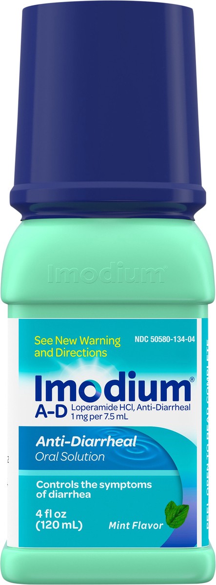 slide 6 of 7, Imodium A-D Liquid Anti-Diarrheal Medicine with Loperamide Hydrochloride to Help Control Symptoms of Diarrhea Due to Acute, Active & Traveler's Diarrhea, Mint Flavor, 4 fl. oz, 4 fl oz