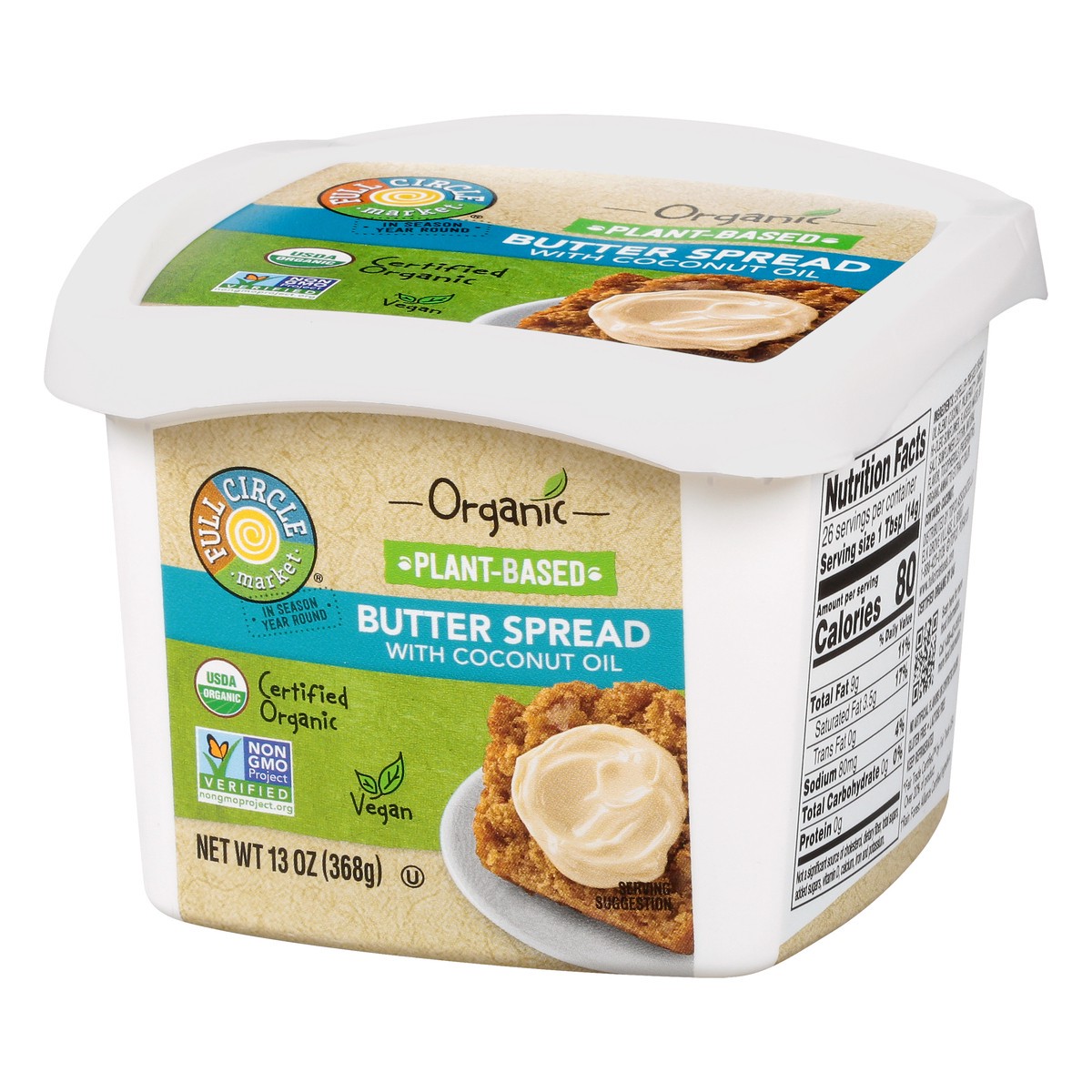 slide 5 of 9, Full Circle Market Organic With Coconut Oil Butter Spread 13 oz, 13 oz