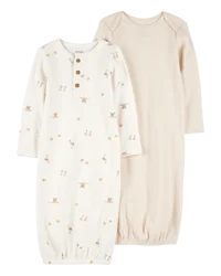 Carter's Baby 2-Pack Sleeper Gowns - Ivory/Tan