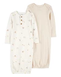 Carter's Baby 2-Pack Sleeper Gowns - Ivory/Tan
