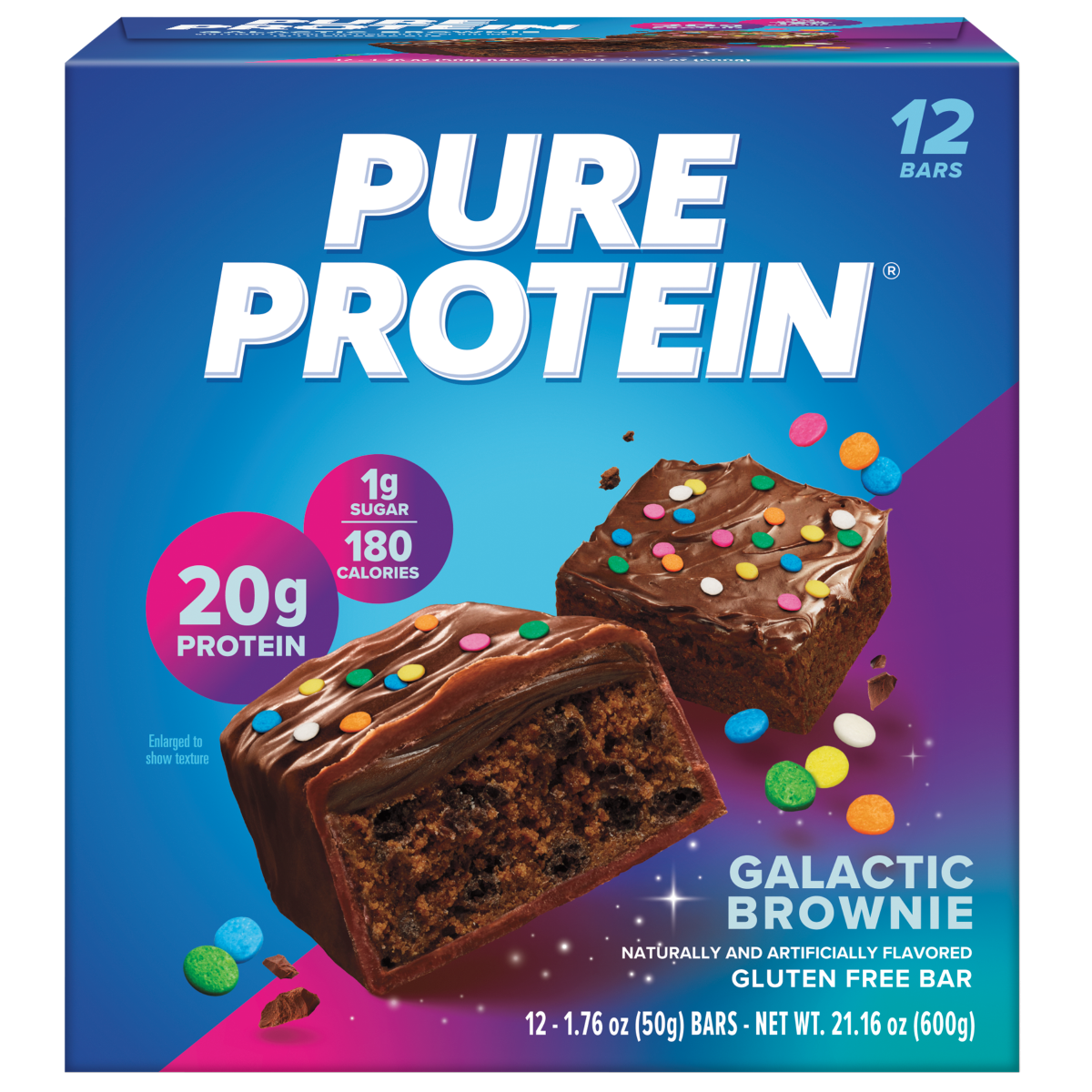 slide 1 of 1, Pure Protein Bars, Galactic Brownie Protein, Gluten Free, 12 ct; 1.76 oz