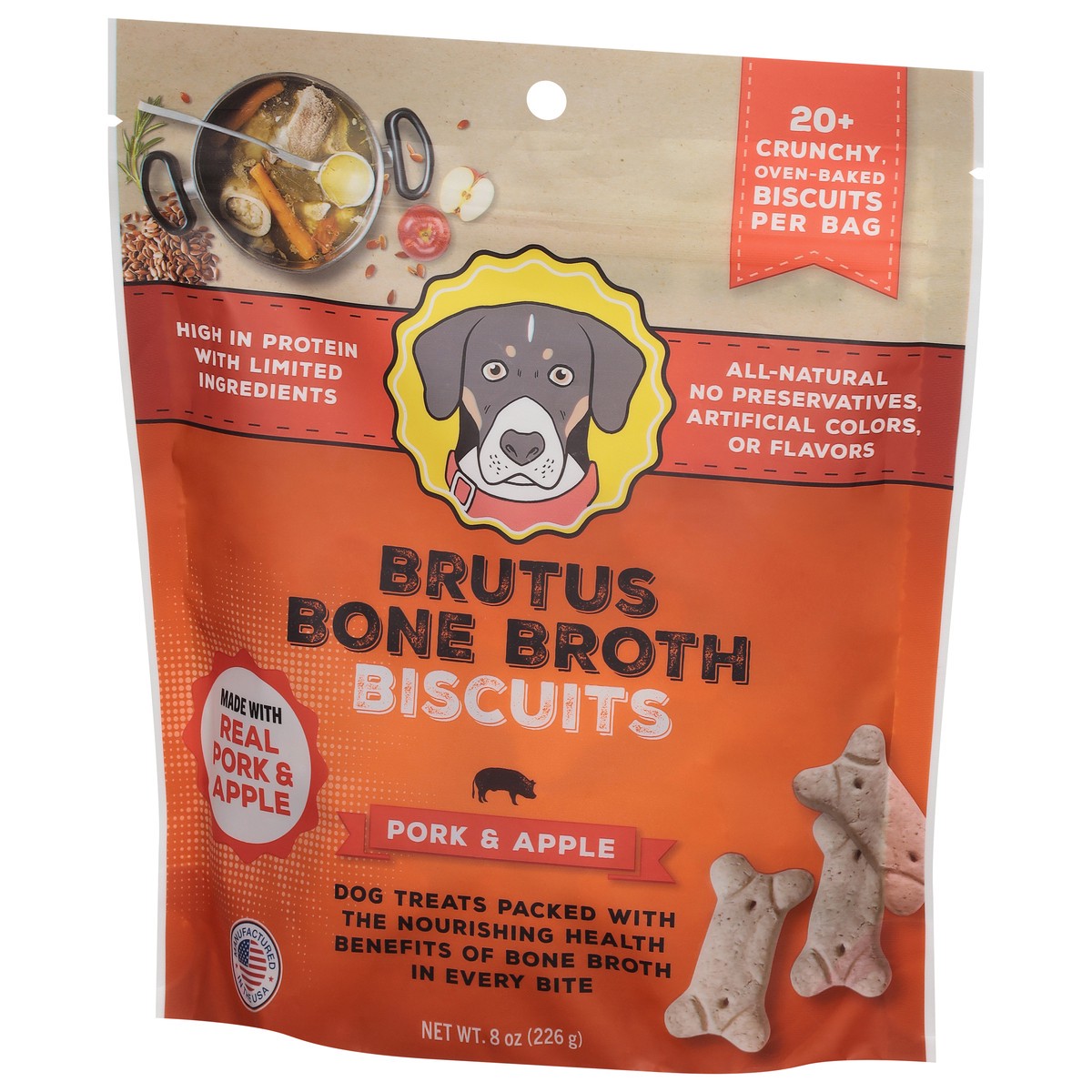 slide 4 of 4, Brutus Bone Broth Pork & Apple Biscuits 8 oz, 8 oz