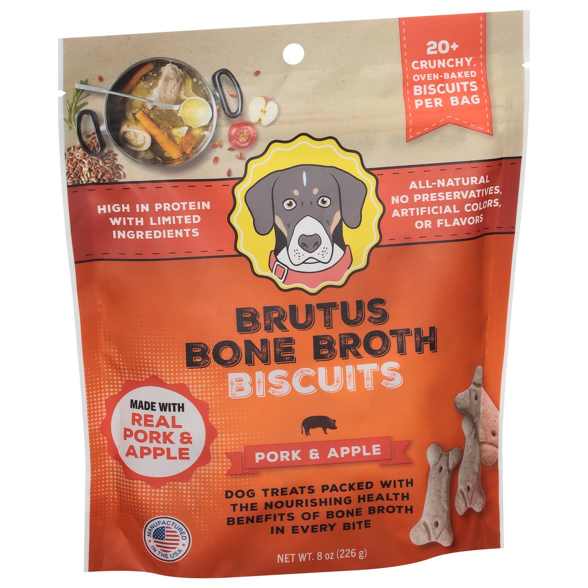 slide 2 of 4, Brutus Bone Broth Pork & Apple Biscuits 8 oz, 8 oz