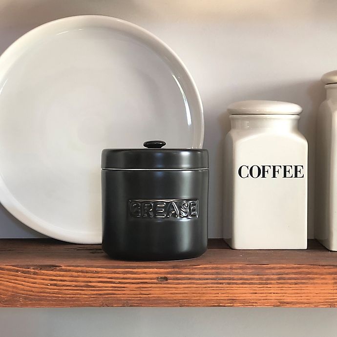 slide 5 of 9, Fox Run Porcelain Grease Container - Matte Black, 1 ct