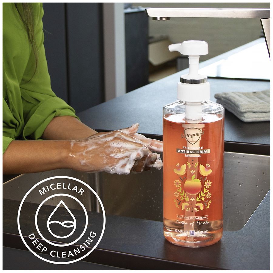 slide 3 of 5, Safeguard Antibacterial Hand Soap - Notes Of Peach, 15.5 oz