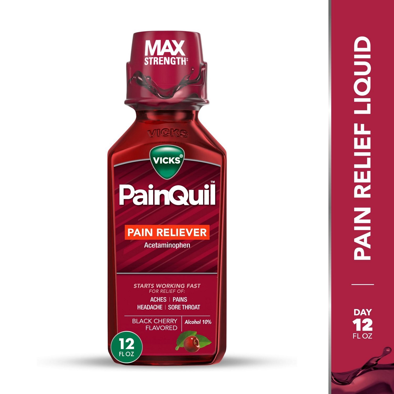 slide 5 of 10, Vicks Painquil Black Cherry, 12 fl oz