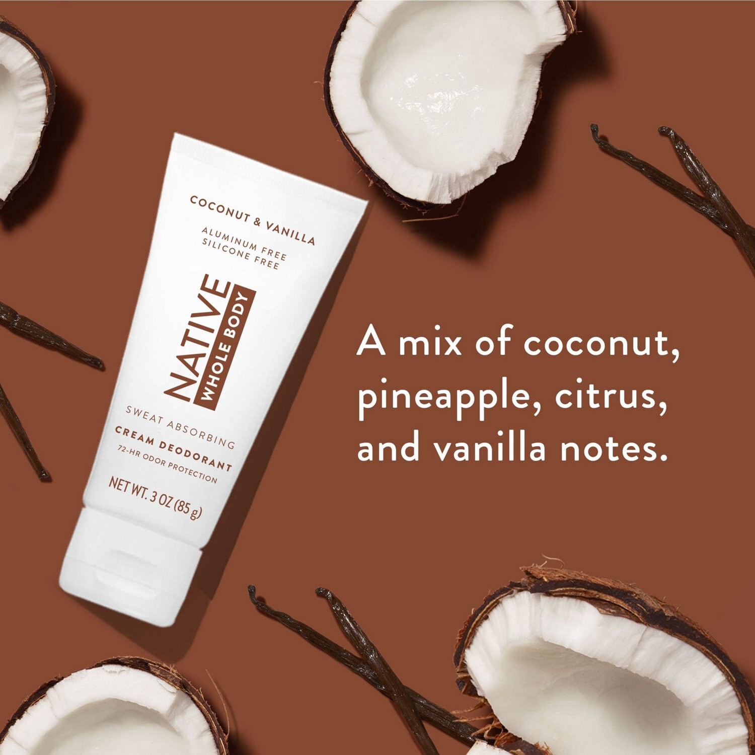 slide 2 of 9, Native Whole Body Coconut & Vanilla Cream Deodorant 3 oz, 3 oz