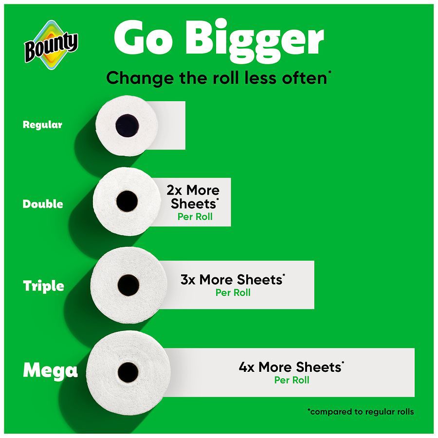 slide 3 of 5, Bounty Paper Towels Select-A-Size White, 6 Double Rolls, 82 Sheets Per Roll, 6 ct