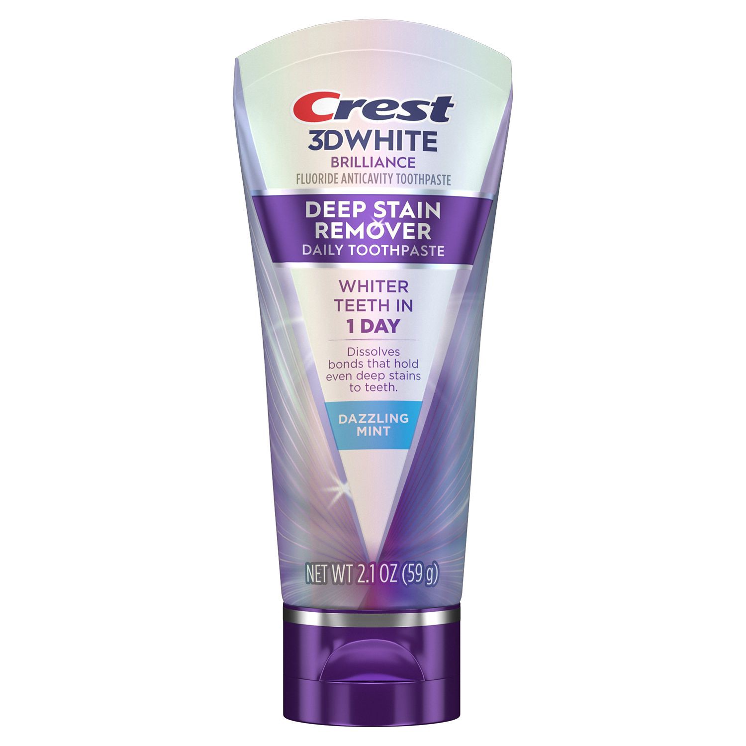 slide 8 of 9, Crest 3D White Brilliance Deep Stain Remover Daily Toothpaste, Dazzling Mint, 2.1 Oz, 2.1 oz