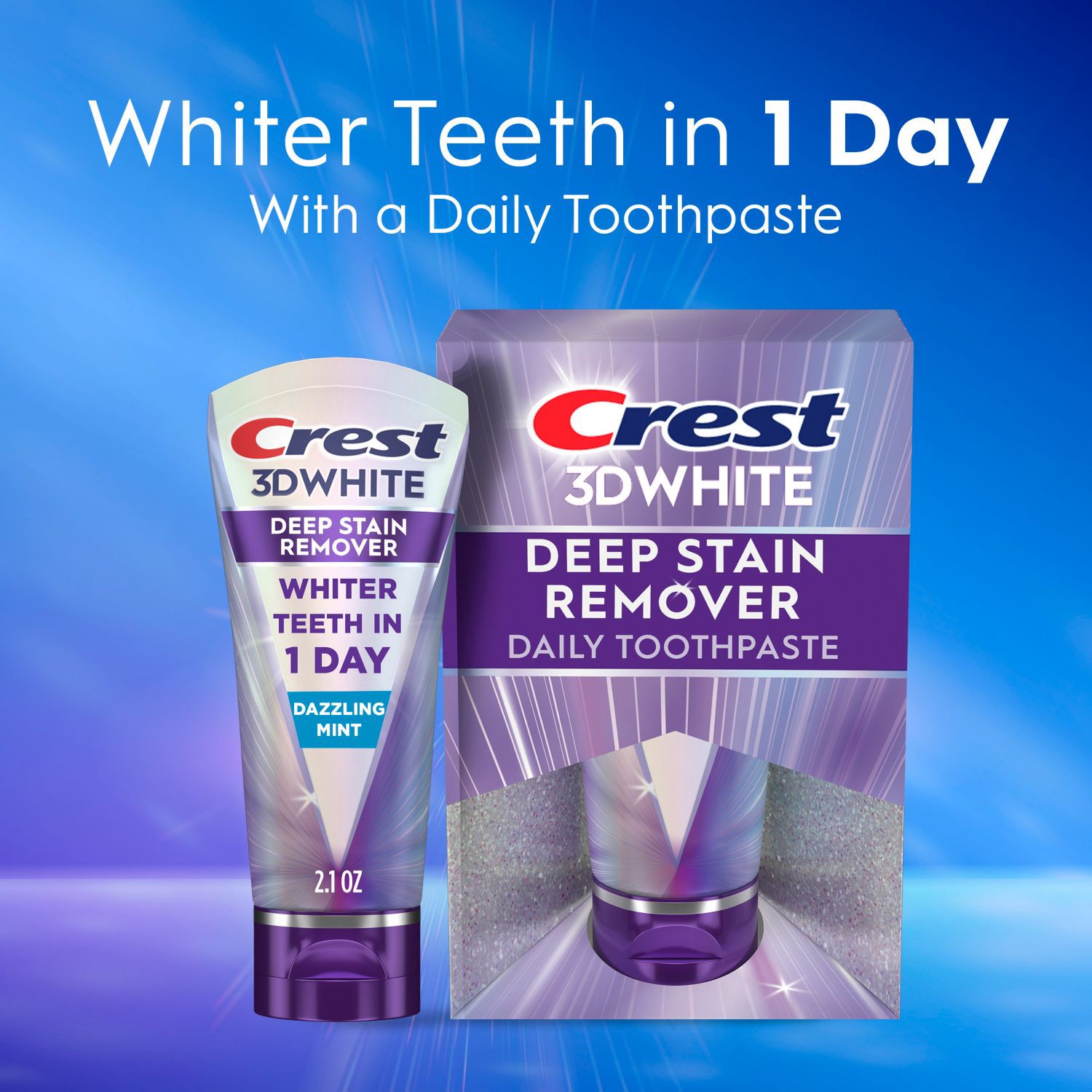 slide 4 of 9, Crest 3D White Brilliance Deep Stain Remover Daily Toothpaste, Dazzling Mint, 2.1 Oz, 2.1 oz