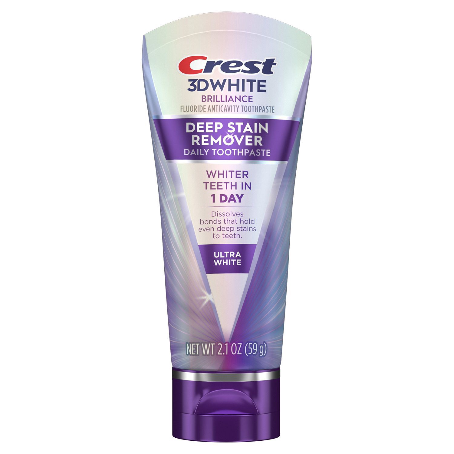 slide 5 of 9, Crest 3D White Brilliance Deep Stain Remover Daily Toothpaste, Ultra White, 2.1 Oz, 2.1 oz