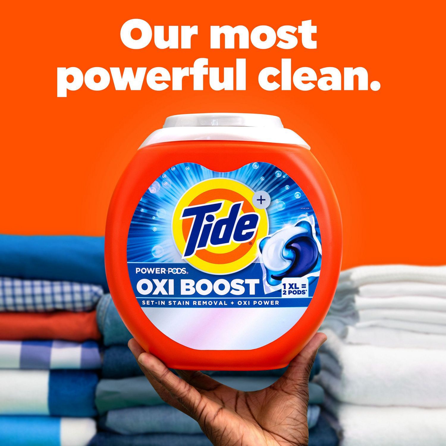 slide 4 of 11, Tide Oxi Boost Power PODS Laundry Detergent Pacs, 25 Count, Set-In Stain Removal + Oxi Power, laundry soap detergent pacs, 25 ct