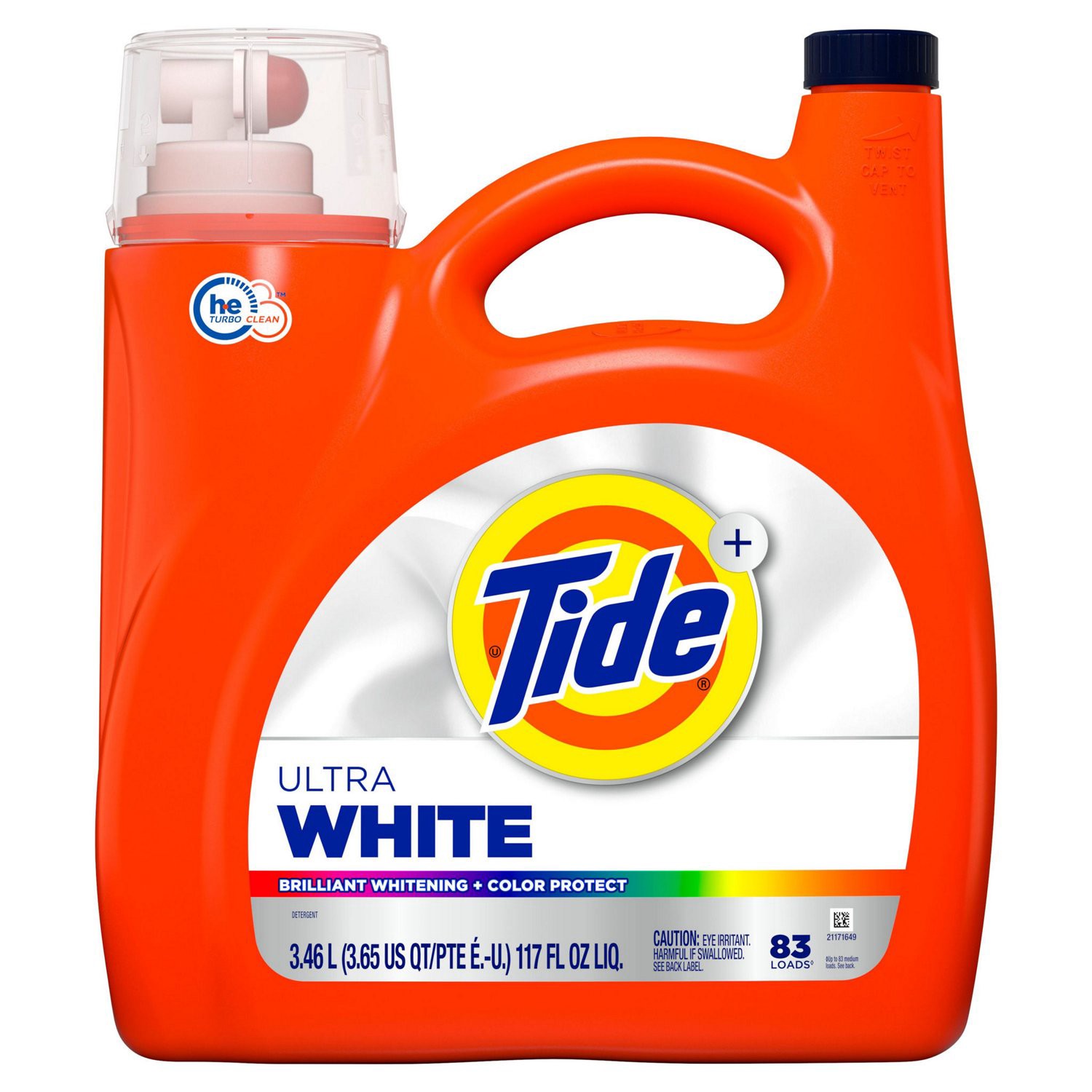 slide 2 of 11, Tide + Ultra White Detergent 117 fl oz, 132 oz