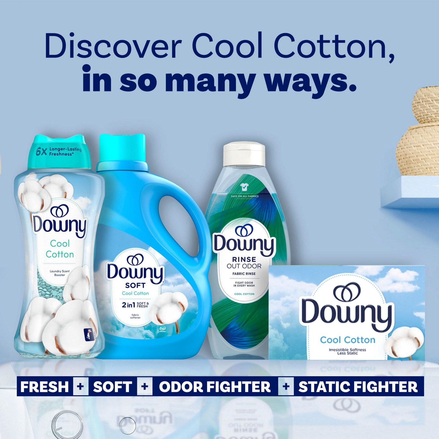slide 9 of 9, Downy In-Wash Scent Booster Beads, Cool Cotton, 8.6 Oz, 7.8 oz