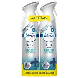 Febreeze Febreze Air Mist Heavy Duty Air Freshener, Crisp Clean, 2-8.1 Oz