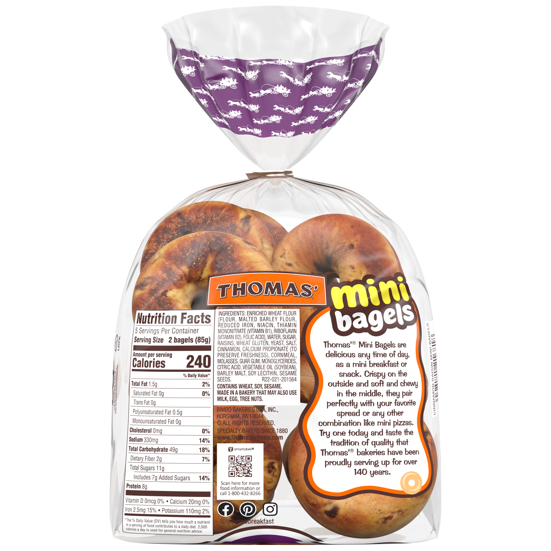 slide 4 of 5, Thomas' Cinnamon Raisin Mini Bagels - 18oz, 18 oz