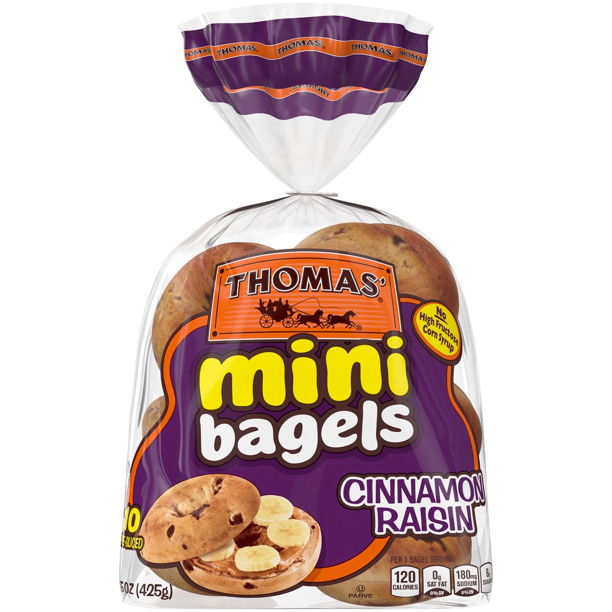 slide 1 of 5, Thomas' Cinnamon Raisin Mini Bagels - 18oz, 18 oz