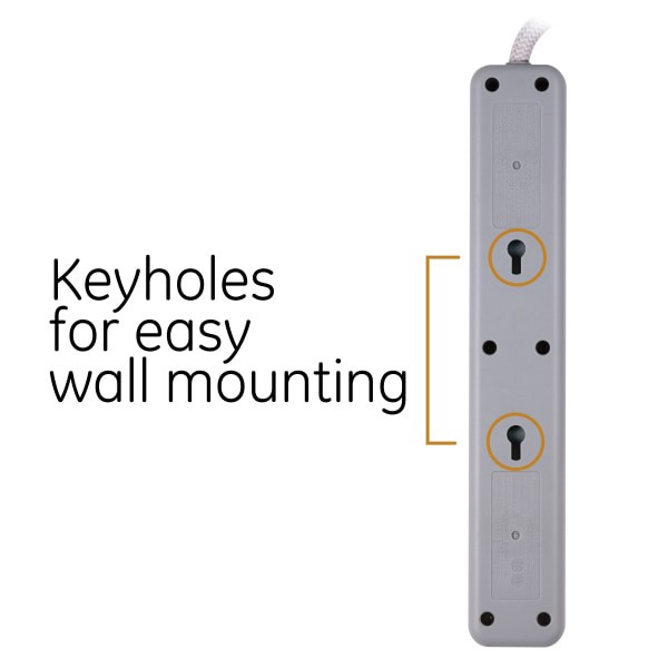 slide 2 of 7, GE 4-Outlet Surge Protector Cord, White, 3 ft