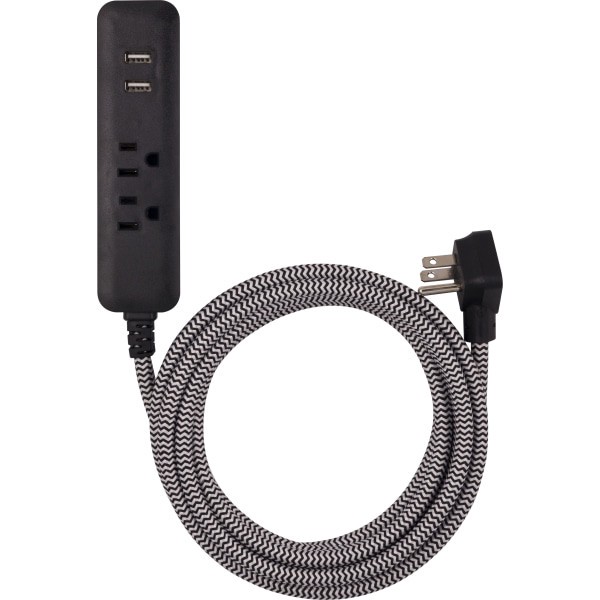 slide 6 of 8, Cordinate 4-Outlet 16-Gauge USB Extension Cord with Surge Protection - Black/White, 1 ct