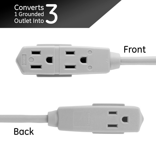 slide 2 of 9, GE 3-Outlet Extension Cord Gray, 25 ft