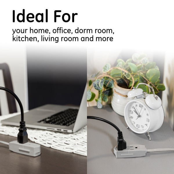 slide 4 of 9, GE 3-Outlet Extension Cord Gray, 25 ft