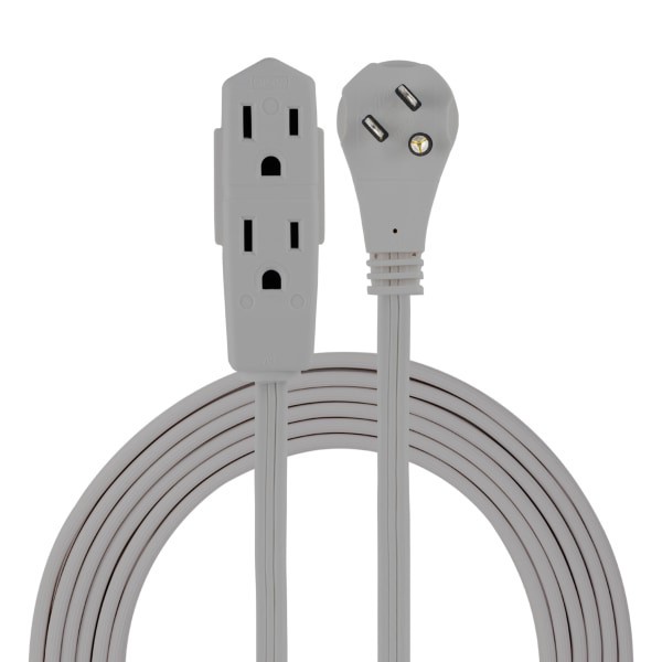 slide 2 of 7, GE 3-Outlet Extension Cord, Gray, 15 ft