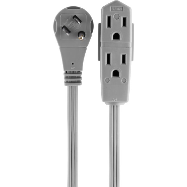 slide 4 of 7, GE 3-Outlet Extension Cord, Gray, 15 ft