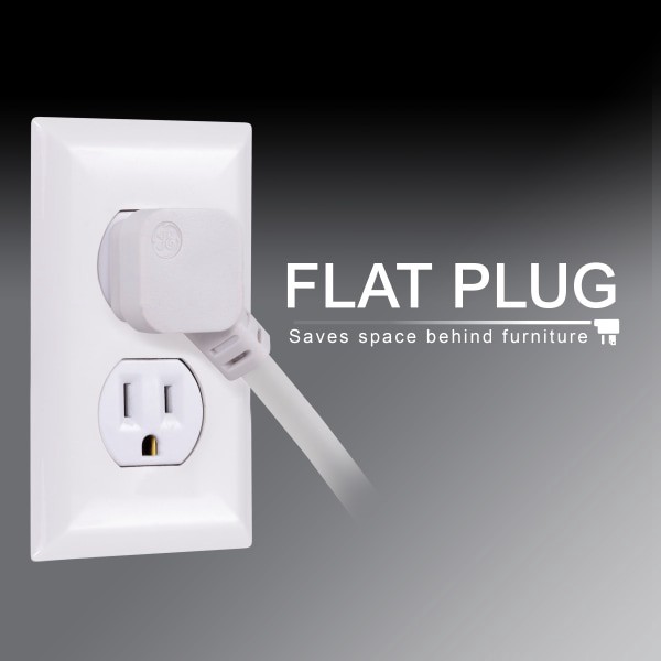 slide 3 of 7, White 6-Outlet Surge Protector Power Bar, (10'), 10 ft