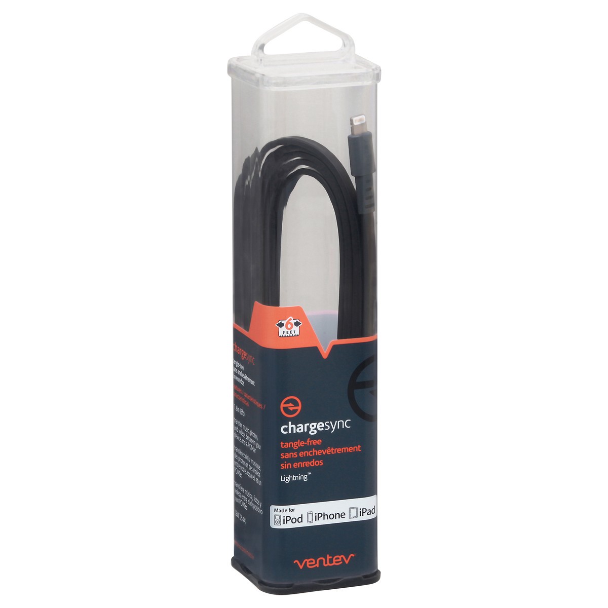 slide 5 of 11, Ventev ChargeSync 6 Feet Black Lightning Cable 1 ea, 1 ea