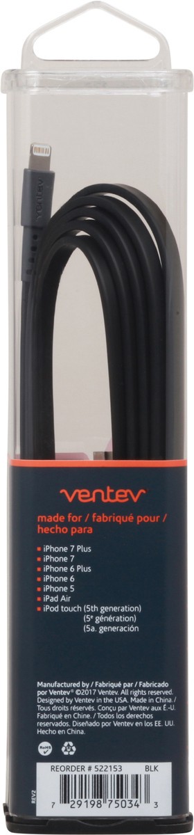 slide 8 of 11, Ventev ChargeSync 6 Feet Black Lightning Cable 1 ea, 1 ea