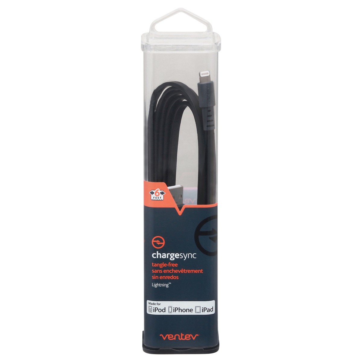 slide 1 of 11, Ventev ChargeSync 6 Feet Black Lightning Cable 1 ea, 1 ea