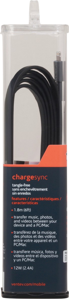 slide 10 of 11, Ventev ChargeSync 6 Feet Black Lightning Cable 1 ea, 1 ea