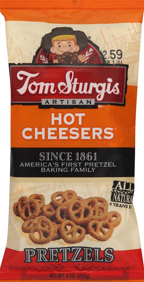 slide 5 of 5, Tom Sturgis Hot Cheesers Pretzels, 9 oz