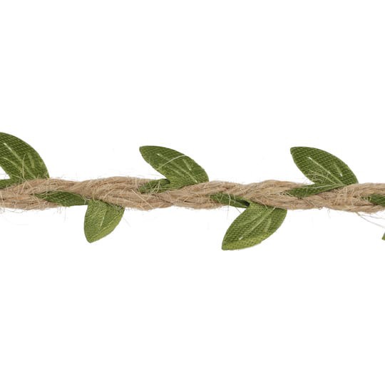 slide 1 of 4, 1/4" X 7yd. Jute With Leaves Ribbon By Celebrate It, 1/4 in x 7 yd