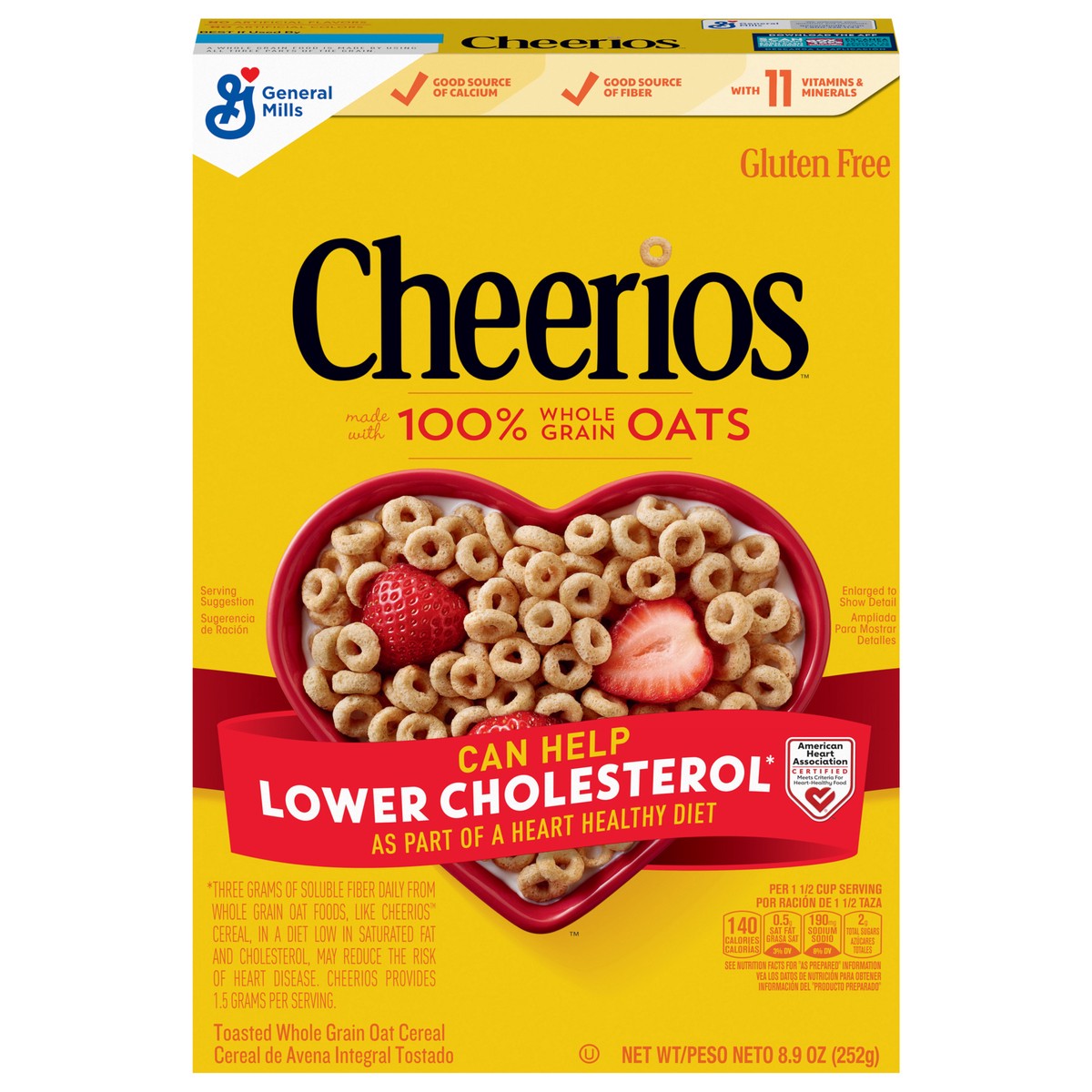 slide 1 of 9, Cheerios Cereal, Limited Edition Happy Heart Shapes, Heart Healthy Cereal With Whole Grain Oats, 8.9 oz, 8.9 oz