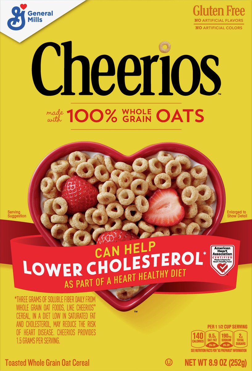 slide 5 of 9, Cheerios Cereal, Limited Edition Happy Heart Shapes, Heart Healthy Cereal With Whole Grain Oats, 8.9 oz, 8.9 oz