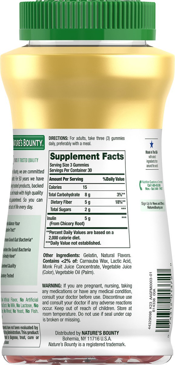 slide 4 of 11, Nature's Bounty Fiber Gummies 90ct, 90 ct