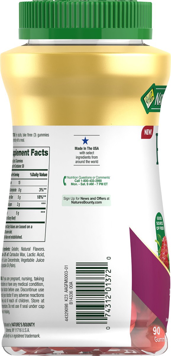 slide 6 of 11, Nature's Bounty Fiber Gummies 90ct, 90 ct