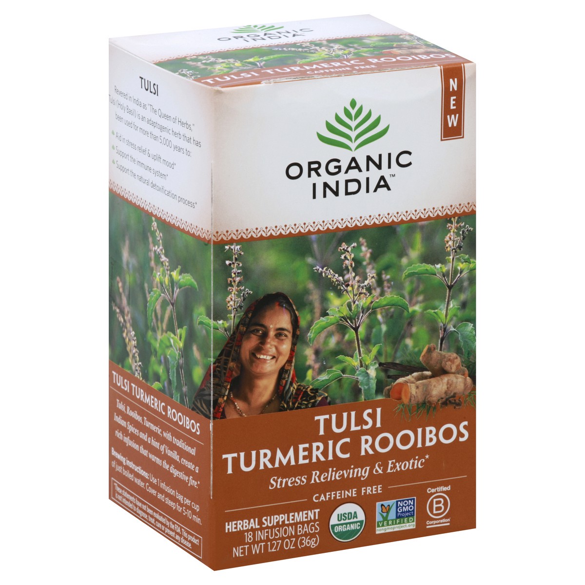 slide 6 of 9, Organic India Tulsi Turmeric Rooibos - 18 ct, 18 ct