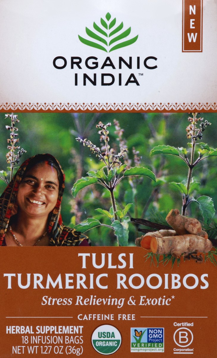 slide 4 of 9, Organic India Tulsi Turmeric Rooibos - 18 ct, 18 ct