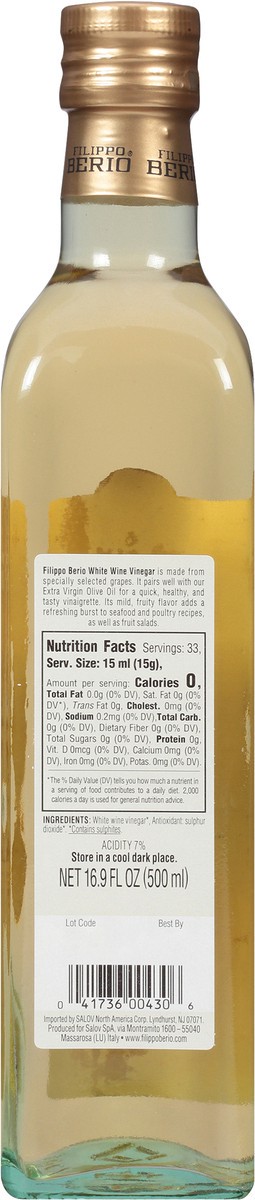 slide 4 of 9, Filippo Berio White Wine Vinegar, 16.9 fl oz