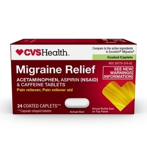 slide 1 of 1, CVS Health Migraine Relief Caplets, 24 ct