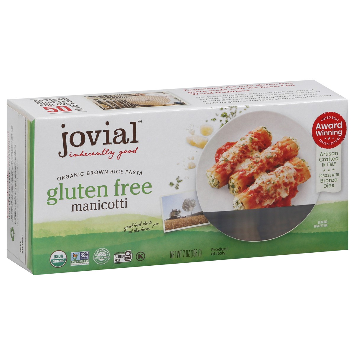 slide 2 of 9, Jovial Gluten Free Brown Rice Pasta Manicotti, 7 oz