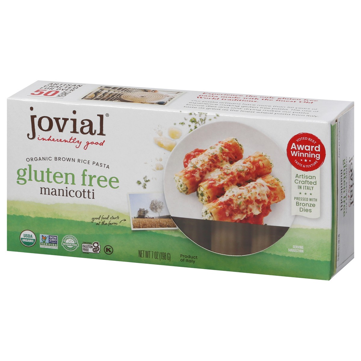 slide 3 of 9, Jovial Gluten Free Brown Rice Pasta Manicotti, 7 oz