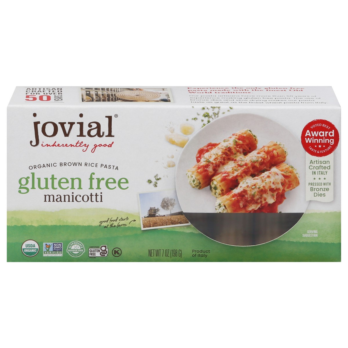 slide 1 of 9, Jovial Gluten Free Brown Rice Pasta Manicotti, 7 oz