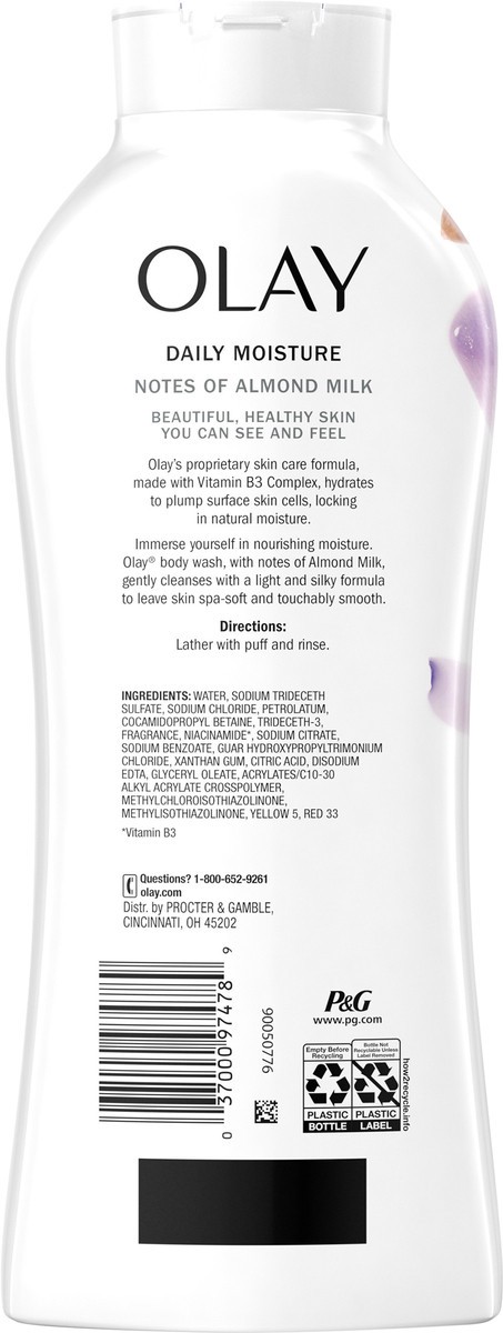 slide 2 of 3, Olay Daily Moisture Body Wash with Almond Milk, 22 fl oz, 22 fl oz