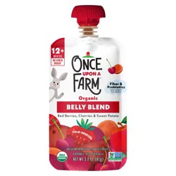 Once Upon a Farm Toddler Belly Blend Red Berries, Cherries & Sweet Potato Organic Snack Pouch, 3.2oz
